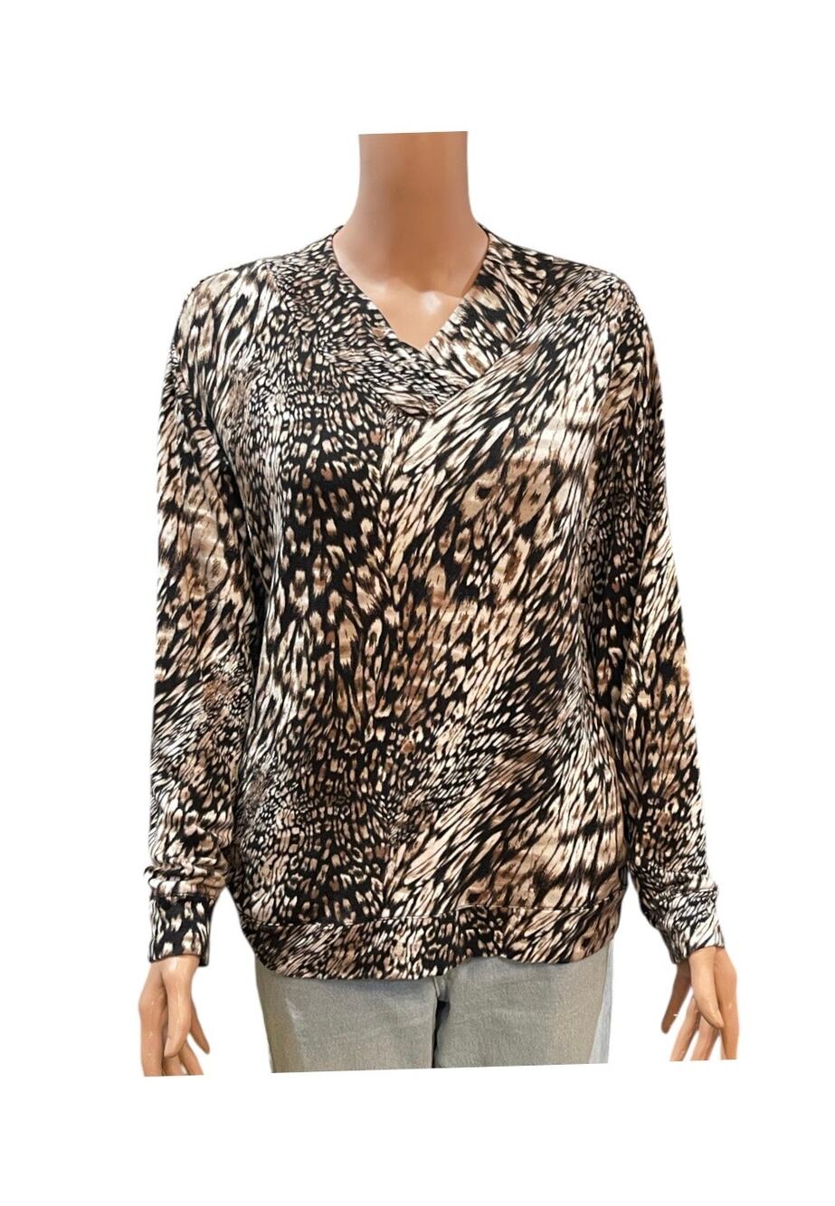 Weekends by CHICO’S  Women's 0 Small Animal Print Long Sleeves